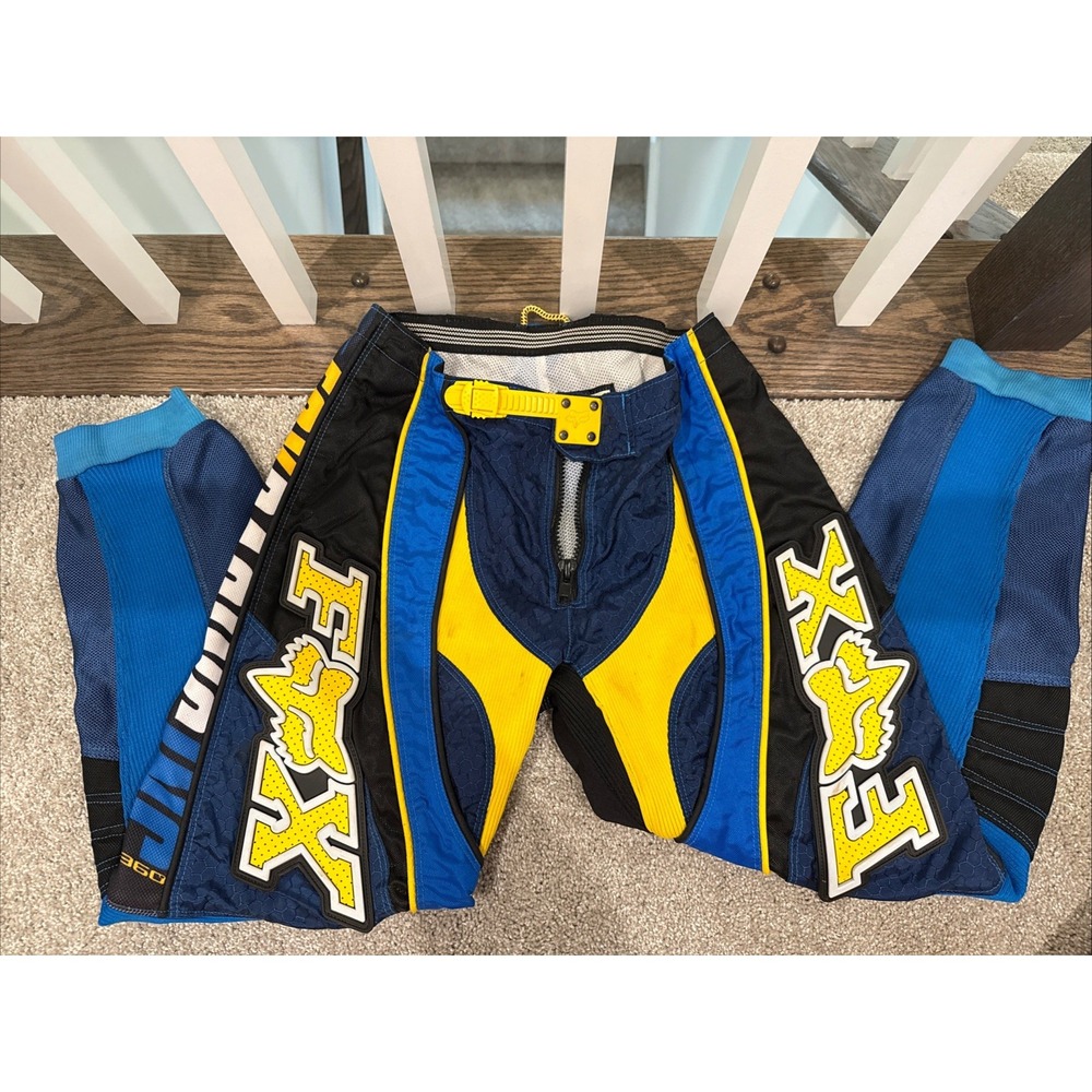 FOX Youth SIZE 9 / 10 RACING 180 MOTOCROSS ATV BIKING PANTS USA‎ Blue/Yellow